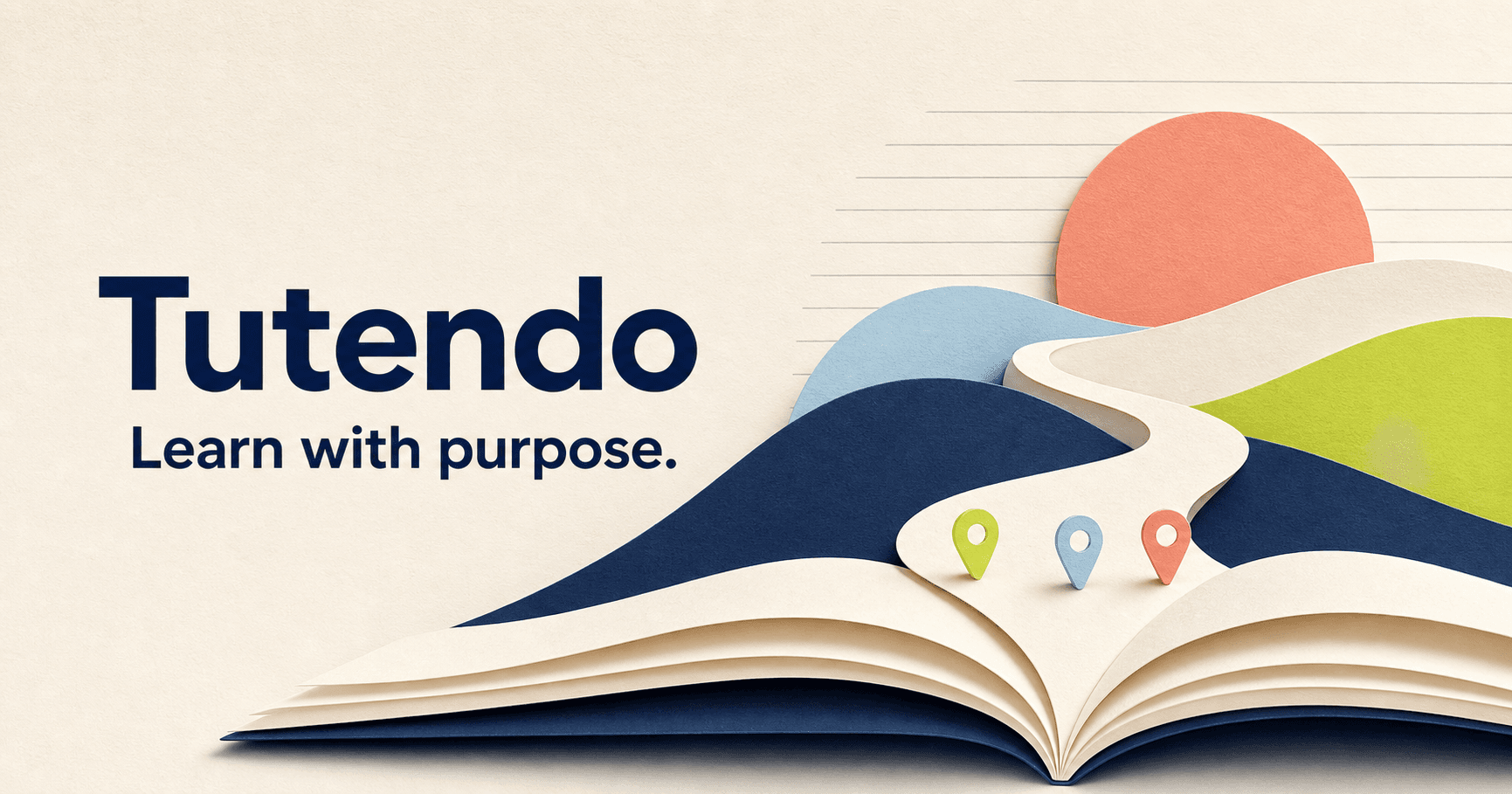 An open book and three markers representing a thoughtful path through learning